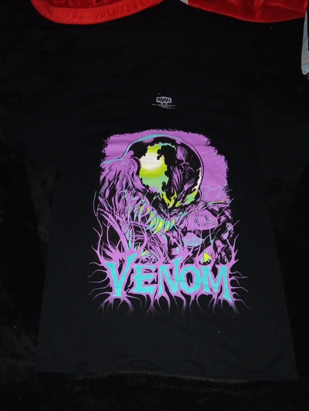 Marvel Venom Tee - Black with Purple and Teal Artwork